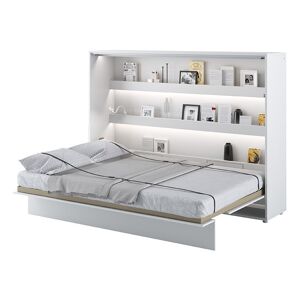 libolion Lit BED CONCEPT blanc escamotable 140x200 version horizontal avec éclairage blanc - Publicité