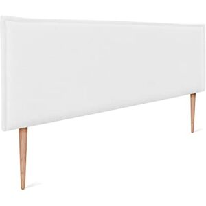 DHOME Tête de lit en Lin Naturel uni avec Bordures Tête de lit rembourrée Chambre à Coucher Moderne Top Trending (Blanc, 160x105cm avec Pieds (Lits 150/160)) - Publicité