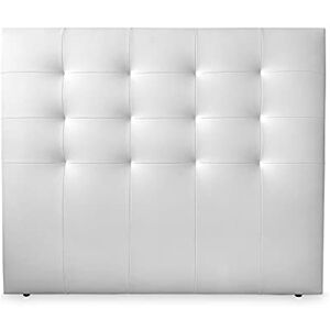 DUÉRMETE ONLINE Tête Paris rembourrée   tapissée en Similicuir Haut de Gamme   Dimensions lit, Bois Cuir synthétique, Blanc, 100 x 120 cm (Cama 90) - Publicité