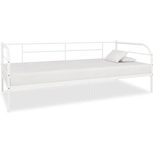 HAPHUK Structure de canapé-lit en métal lit simple 90 x 200 cm Blanc Divan Lit moderne Lit Chambre Sommier en métal Meuble Base de lit pour enfant Chaise longue en métal multifonction - Publicité