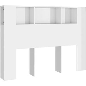 vidaXL Armoire de tête de lit Blanc brillant 140x18,5x104,5 cm - Publicité