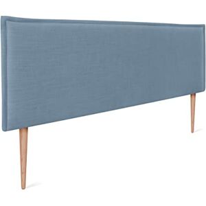 DHOME Tête de lit en Lin Naturel uni avec Bordures Tête de lit rembourrée Chambre à Coucher Moderne Top Trending (Bleu, 150x105cm avec Pieds (Lits 150/160)) - Publicité