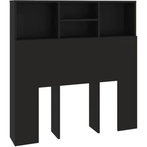 vidaXL Armoire de Tête de Lit Murale Meuble de Chambre à Coucher Tête de Lit avec Rangement Accessoire de Lit Intérieur Noir 100x19x103,5 cm - Publicité