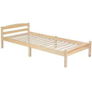 H.J WeDoo Lit Simple Cadre de Lit en Bois Massif, avec Sommier à Lattes, Grand Espace de Rangement sous Le Lit, Adapté aux Adultes Enfants et Adolescents, 90 x 190 cm Beige - Publicité