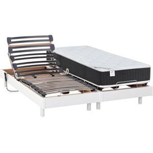 Unique Lit électrique Relaxation Matelas Ressorts ensachés et mémoire Forme Apollo de DREAMEA Blanc 2 x 70 x 190 cm - Publicité