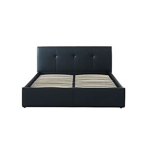 BAÏTA Lit Coffre SEGURO Simili Noir 140x190 sommier Inclus - Publicité