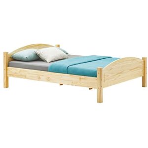 IDIMEX Lit Double FLIMS 140 x 190 cm pour Adulte et Enfant, avec tête et Pieds de lit Arrondi, en pin Massif Finition Naturelle - Publicité