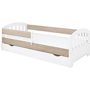 Kids Collective Lit pour enfant 80 x 160 cm   80 x 180 cm   90 x 200 cm avec matelas, tiroir, protection anti-chute & sommier à lattes en Sonoma 180 x 80 cm - Publicité