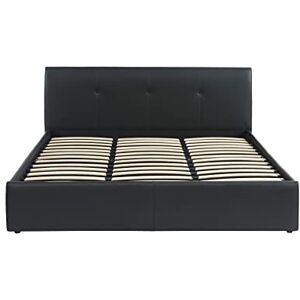 BAÏTA Lit Coffre SEGURO Simili Noir 180x200 sommier Inclus - Publicité