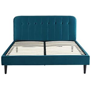 BAÏTA Lit Double Andre Velours Bleu Paon 160x200 sommier Inclus - Publicité