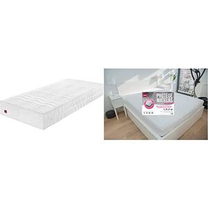 Abeil Premium Matelas XXL à mémoire de Forme, Blanc, 160 x 200 cm & Protège Matelas 100% Coton Imperméable Blanc 160 x 200 cm - Publicité