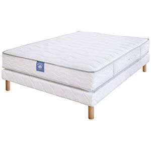 Belle Literie Ensemble Matelas Passion + Sommier Tapissier Blanc 160 X 200 Cm + Jeu de 4 Pieds offerts - Publicité