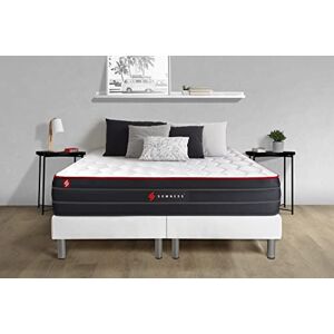 Somness Ensemble Double sommier + Matelas Boost Ressorts ensaches et memoire de Forme 160x200   Epaisseur : 26 cm   Confort : Equilibre - Publicité