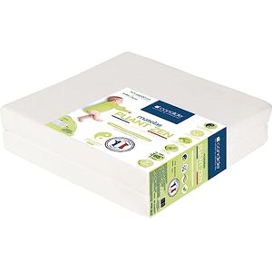 Candide Matelas Bébé Pliant 2 Parties 60x120x7cm Zen Anti-Acariens Antibactérien Déhoussable Transportable Fabriqué en France Garantie 5 Ans Densité 16kg/m3 - Publicité