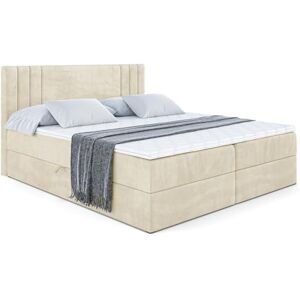 ALTDECOR Lit boxspring avec Matelas à Ressorts ensachés H4 (20 cm de Hauteur) surmatelas (5 cm de Hauteur), lit adute rembourré avec tête de lit et Rangement IDRIKO 160x200 Beige - Publicité