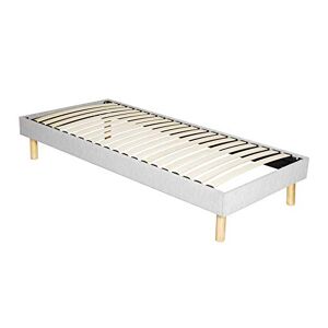 King of Dreams Adrien Solide et Confortable Sommier Tapissier Gris + Pieds en 18 cm pour Matelas en 100x200-13 Lattes revetement Tissu Polyester Facile d'entretien - Publicité