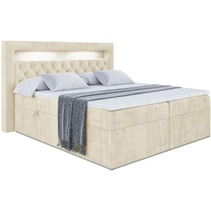 ALTDECOR Lit boxspring avec Matelas et LED à Ressorts ensachés H4 (20 cm de Hauteur) surmatelas (4 cm de Hauteur), lit adute rembourré avec tête de lit et Rangement Noel Gold 180x200 Beige - Publicité