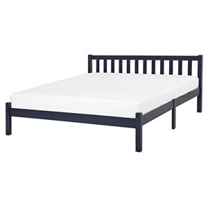 Beliani Lit Double en Bois Bleu Marine 160 x 200 cm Elégant de Style Traditionnel pour Chambre Moderne ou Scandinave - Publicité