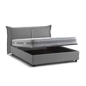 Talamo Italia Lit double Cloide, Lit conteneur avec revêtement en tissu, 100% Made in Italy, Ouverture frontale, avec matelas Cm 160x200 inclus, Gris - Publicité