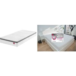 Abeil Premium Matelas Paradis à mémoire de Forme 7 Zones de Confort 140 x 190 cm & Protège Matelas 100% Coton Imperméable Blanc 140 x 190 cm - Publicité