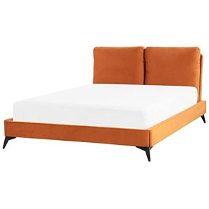 Beliani Lit Double 140 x 200 cm en Velours Orange et Bois pour Tout Type de Matelas Melle - Publicité