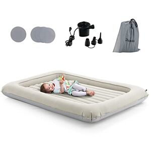 GOPLUS 118 x 165cm Lit Gonflable Enfant, Lit de Voyage Gonflable pour Bébé avec Matelas Amovible,Matélas Gonflable avec Sac de Rangement, avec Pompe Éléctrique pour Vacances - Publicité