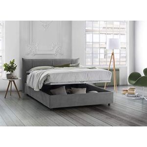 Talamo Italia Lit double Ilenia, Lit conteneur avec revêtement en tissu, 100% Made in Italy, Ouverture frontale, avec matelas Cm 160x200 inclus, Gris - Publicité