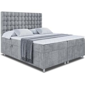 ALTDECOR Lit boxspring avec Matelas à Ressorts ensachés H4 (20 cm de Hauteur) surmatelas (4 cm de Hauteur), lit adute rembourré avec tête de lit et Rangement VIONE 200x200 Gris - Publicité