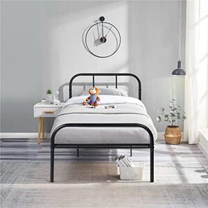EGGREE Lit Simple pour Enfants Adulte Cadre de lit en Métal Structure Métallique 90 x 190 cm Noir - Publicité