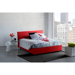 Talamo Italia Lit carré et demi Asmara, Lit conteneur avec revêtement en tissu, 100% Made in Italy, Ouverture frontale, avec matelas Cm 120x190 inclus, Rouge - Publicité