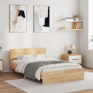 csderty Furniture Home Tools Cadre de lit avec tête de lit Chêne Sonoma 120 x 200 cm - Publicité