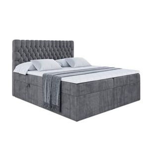 ALTDECOR Lit boxspring avec Matelas à Ressorts ensachés H4 (20 cm de Hauteur) surmatelas (4 cm de Hauteur), lit adute rembourré avec tête de lit et Rangement Daisy 200x200 Gris - Publicité