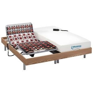 Unique Lit électrique Relaxation Tout plots Matelas mémoire de Forme HESIODE III de DREAMEA Moteurs OKIN chêne Naturel 2 x 90 x 200 cm - Publicité