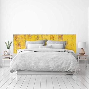 MEGADECOR Tête de lit décorative en PVC Texture bois vieilli peinte jaune délavée Plusieurs tailles (100 cm x 100 cm) - Publicité