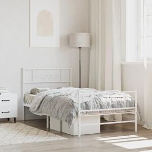 INLIFE Cadre de lit avec tête et pied de lit en métal blanc 100 x 190 cm, 14,45 kg, 355328 - Publicité