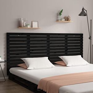 AUUIJKJF Beds & Accessories Tête de lit murale en pin massif Noir 206 x 3 x 91,5 cm - Publicité