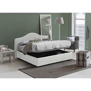 Talamo Italia Lit double Annunziata, Lit conteneur avec revêtement en tissu, 100% Made in Italy, Ouverture frontale, avec matelas Cm 160x190 inclus, Blanc - Publicité