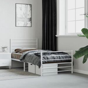 Pbnzn Cadre de lit en métal blanc 196 x 95 x 90 cm Matelas non inclus Meuble de lit simple Structure lit simple Lit en métal Structure lit - Publicité