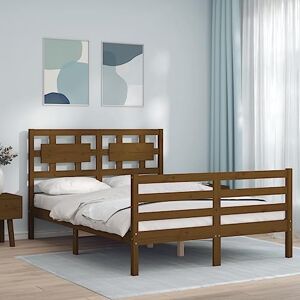 TECHPO Furniture Home Tools Cadre de lit avec tête de lit en bois massif Marron miel 140 x 200 cm - Publicité