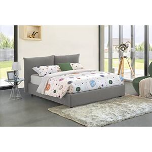 Talamo Italia Double Cristyn, lit Coffre avec revêtement en Tissu, 100% fabriqué en Italie, Ouverture Avant, avec Matelas 160 x 200 cm, Gris, Bois, Lunghezza 200 - Publicité