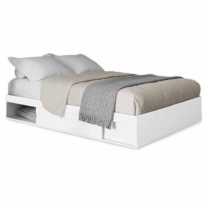 IDMarket Cadre de lit Salem avec rangements et sommier 140 x 190 cm Blanc - Publicité