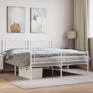 INLIFE Cadre de lit avec tête et pied de lit en métal blanc 120 x 190 cm, 20,05 kg, 372341 - Publicité