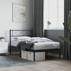 LARRYHOT Tour de lit avec tête de lit en métal noir 75 x 190 cm, lits et accessoires, lits et cadres pour lits, 372267 - Publicité