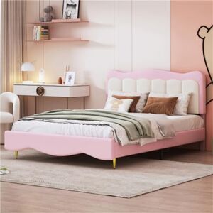 Tcewhhy Lit pour Enfants en Cuir PU Joli Lit pour Filles Lit pour Jeunes Enfants Et Adolescents Lit Simple avec Cadre À Lattes Lit Rembourré Chambre À Coucher Lit D'invité Rose 140x200 Cm - Publicité