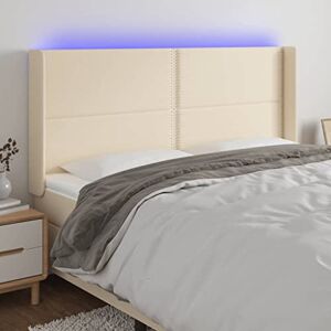 LARRYHOT Tête de lit à LED Crème 163 x 16 x 118/128 cm en tissu, lits et accessoires, têtes de lit et contremarches 3123919 - Publicité