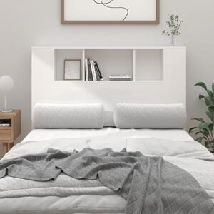 Cosisti tête de lit avec Rangement têtes de lit pour Adulte Bois Rangement supplémentaire Design Contemporain-Blanc brillant-2-120x18,5x104,5 cm - Publicité