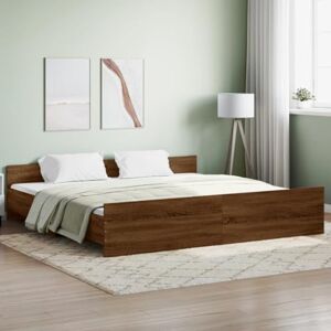 TECHPO Furniture Home Tools Cadre de lit avec tête de lit et pied de lit Chêne marron 200 x 200 cm - Publicité