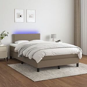 INLIFE 3133065 Lit à sommier tapissier avec matelas et LED taupe, 120 x 200 cm, en tissu, taupe, 53,48 kg - Publicité