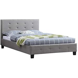 IDIMEX Lit Simple pour Adulte Marlon Couchage 120 x 190 cm avec sommier 1 Place et Demi / 1 Personne, tête et Pied de lit capitonnés, revêtement en Tissu Gris - Publicité