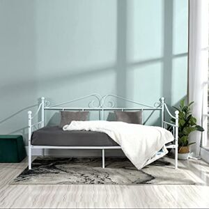 Setsail Canapé-lit classique en métal Sommier à lattes Cadre de lit d'appoint en métal Lit simple Cadre de lit pour chambre d'enfant 90 x 190 cm Blanc - Publicité